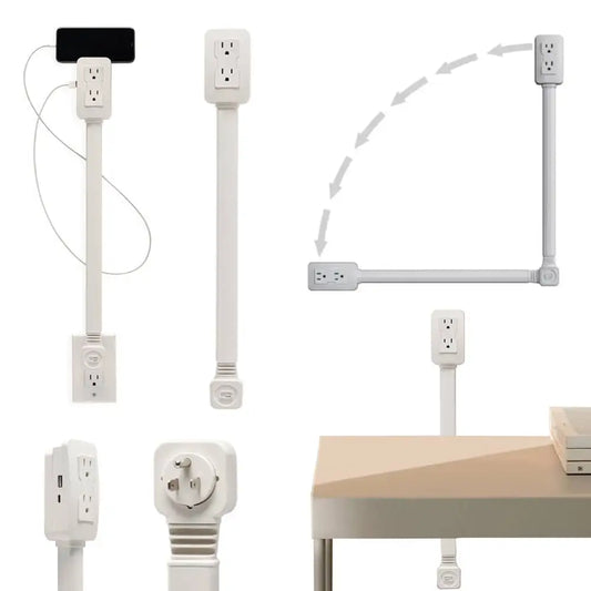 Rotating Power Outlet Extender with USB & Phone Stand